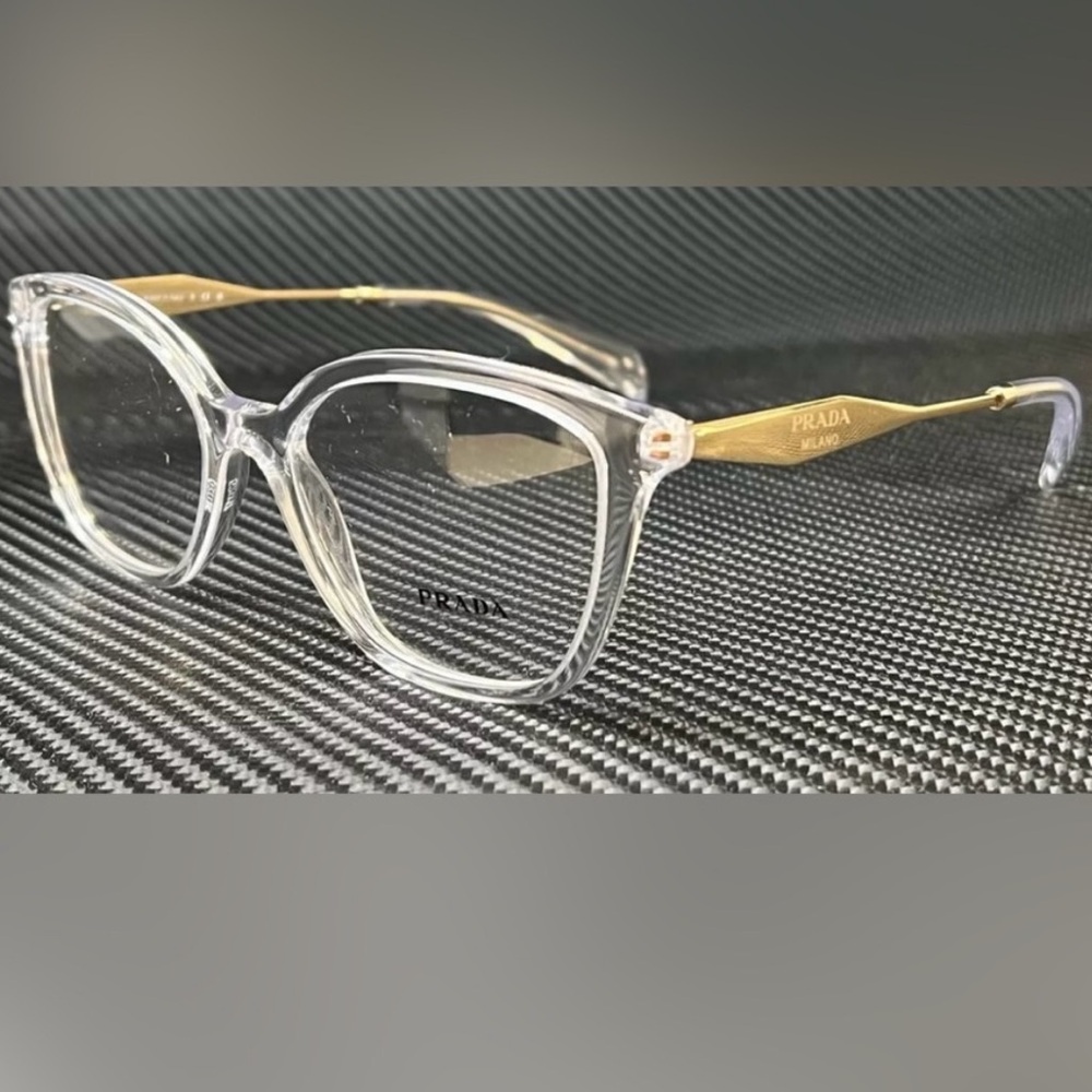 Prada Clear and Gold Square Glasses